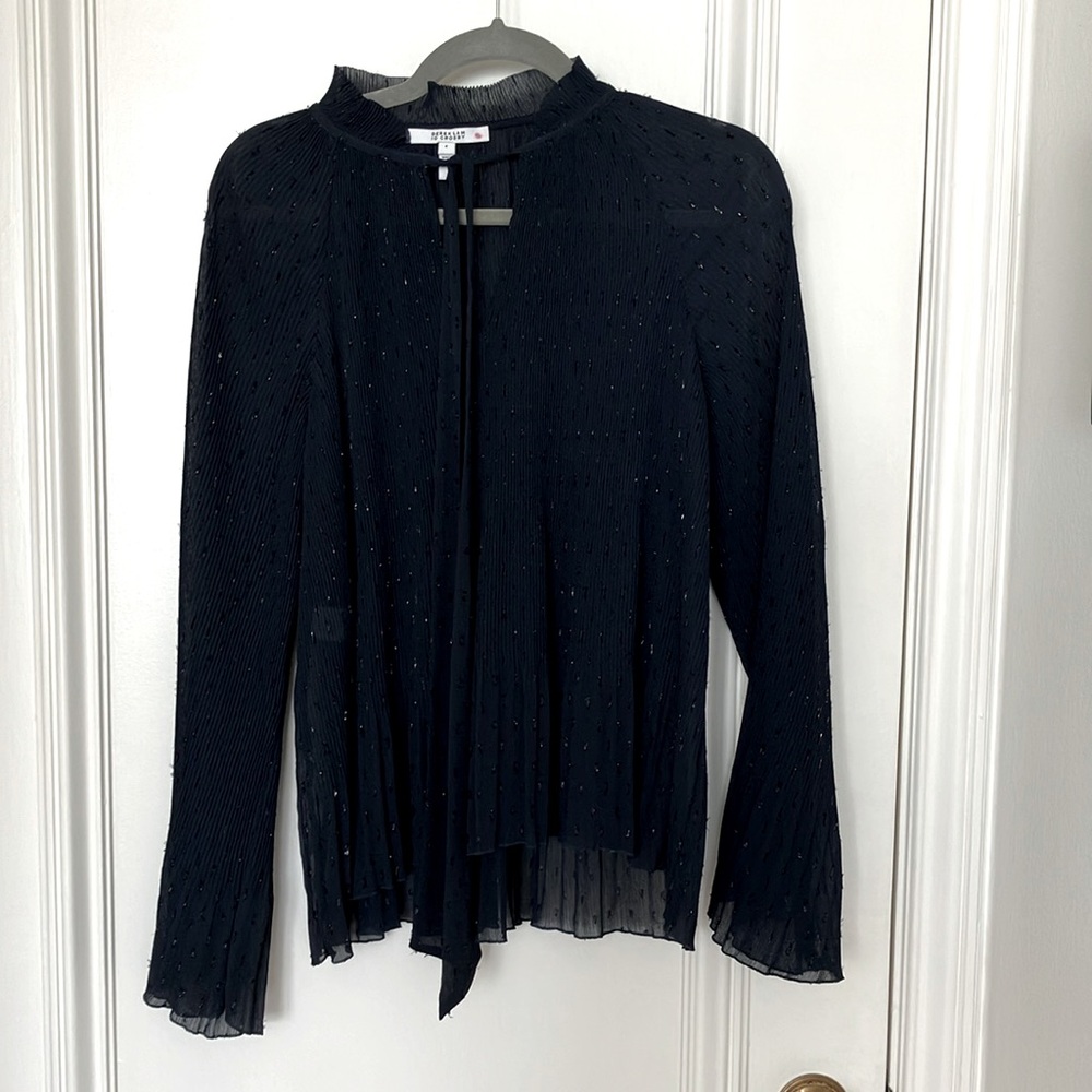 Derek Lam 10 Crosby Navy Blue Sheer Blouse